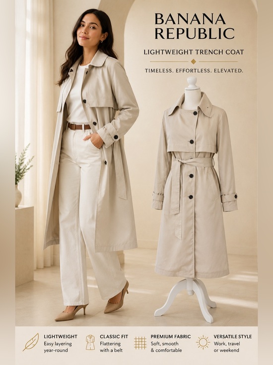 Banana Republic Pants - Banana Republic TENCEL Lyocell Lightweight Belted Trench Coat XS